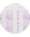 Hookit Finishing Film Abrasive Disc 6 Inch 600 Grit Plus, round view showing branding on tear-resistant film backing