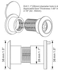 Diagram of Solid Brass Door Viewer Peephole With 220 Degree View And Privacy Cover, showing dimensions and installation details.