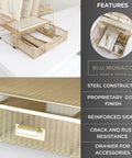 Gold Metal Desk Organizer With Drawer And Mesh File Holder For Papers And Folders Vertical File Organizer Desktop Storage