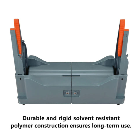 Portable Gun Cleaning Stand For Rifles And Shotguns Lightweight Collapsible Range Bench shown folded for transport