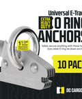 Beefy Extra Heavy Duty Steel O Rings Pack of 10 With 6000 Lbs Break Strength for E Track Tie Down Systems on display.