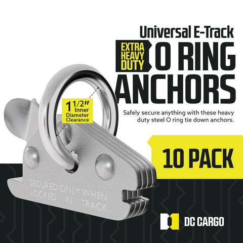 Beefy Extra Heavy Duty Steel O Rings Pack of 10 With 6000 Lbs Break Strength for E Track Tie Down Systems on display.