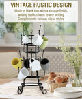24-Hook Rustic Black Iron Coffee Mug Holder Mug Rack Cup Display Tree in kitchen setting with cups on hooks