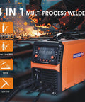 All In One 200A Welder For Pros 4 In 1 Gas MIG Flux Core MIG Stick Lift TIG Portable Weld Machine with LCD Display