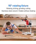 Heavy Duty Bench Drill Stand With Cast Iron Base For Universal Power Tools, featuring stable stainless steel column.