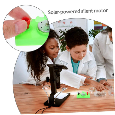 Children assembling Dc Motor Diy Kit For Mini Wind Turbine Electric Generator Solar Powered Physics Project For Hands On Fun Science Experiments And Student Projects For Middle School Makers.