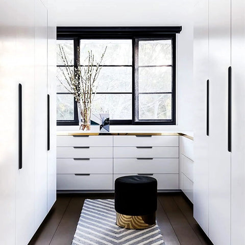 Modern kitchen cabinets with Edge Black Concealed Finger Pulls For Cabinets And Drawers Aluminum Flat Hidden Door Handles Matte Black Finish