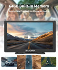 9 Inch Wireless CarPlay Screen For Cars With Android Auto, Touch Screen Display showing road scenes, playback, and dashboard view