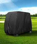 4 Passenger Heavy Duty Golf Cart Cover 420D Waterproof With Extended Roof, Dustproof Outdoor Protection on golf course.