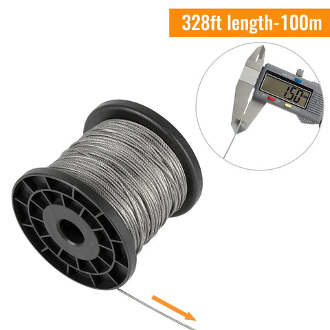 Job Site Ready 1/16 Inch Stainless Steel Wire Rope Cable Spool 328 Feet Long With 120 Aluminum Crimp Sleeves For Tough Yard Builds And Daily Grind Projects Done Right