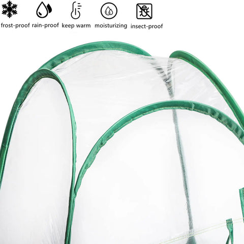 Pop Up PVC Mini Greenhouse Cover No Assembly Needed 28 By 28 By 34 Inches Clear Portable Garden Tent For Indoor Outdoor Plants With Nails Frost Protection And Ultra Easy Two Second Setup Lightweight And Space Saving