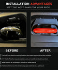 Before and after images showing Ford F150 Tow Hook Covers Red Fits 2004-2026 installed on a metal tow hook, highlighting protection benefits.