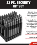 Badass No Nonsense 32 Piece Security Bit Set Packed With Tamper Proof Torx Hex Tri Wing Spanner And Torque Drivers For Drills And Screw Gun Jobs