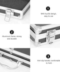 Solid Aluminum Tool Box Featuring A Slick Padded Interior And Extra Sturdy Reinforced Handle with buckle design and anti-slip handle.
