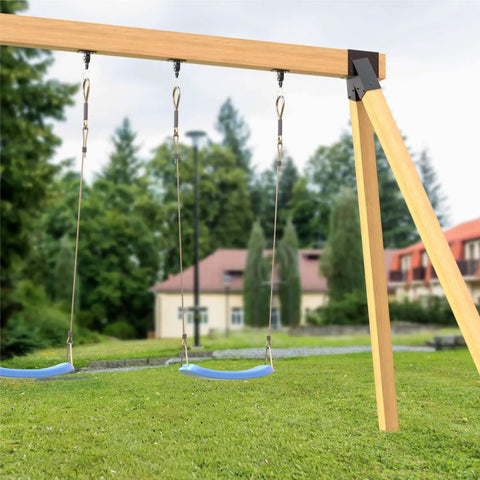 Heavy Duty Swing Set Bracket Kit With 2 A-Frame Brackets And 4 Swing Hangers For Outdoor Playground Mounting On Porch Or Yard Black Steel Hardware Built Tough Rust Resistant And Ultra Stable