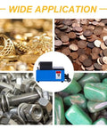 Mini Compact Single Drum Rock Tumbler Jewelry Polisher For Gold Silver Jade Metal Stone Beads Lapidary Polishing Machine For Home Or Workshop Eco Friendly Durable Plastic with various items like coins, bolts, and jewelry.