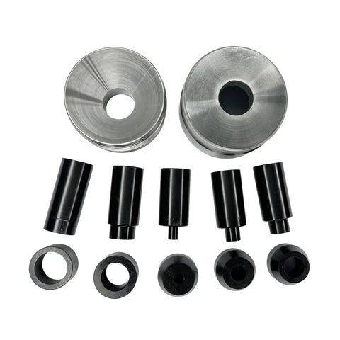 Professional Grade Badass Self Centering Coin Ring Hole Punch Tool metal and black components for jewelry making and customization.