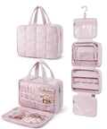 Travel Toiletry Bag With Jewelry Organizer Hanging Cosmetic Case For Jewelry And Essentials Pink L Carry On Makeup Bag.