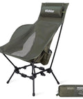 Compact High Back Camp Chair With Dual Sitting Modes Pillow Arm Pads And Side Pockets For Motorcycle RV Festival And Travel Lightweight Portable Green