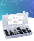 180 Piece Rubber Grommet Kit Durable Rubber Hole Plugs For Wiring And Plumbing Projects Ideal For Home Automotive And DIY Use With Assorted Sizes And UV Ozone Resistant Seals, assorted black grommets in labeled storage case