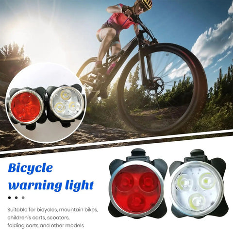 Cyclist riding with Two Pack USB Rechargeable Bike Lights Waterproof IP65 For Night Rides With Four Bright Modes Easy Install