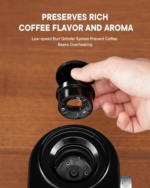 SHARDOR Electric Burr Coffee Grinder 2.0 Automatic Bean Mill For Home showing removable burr grinder for maintenance.