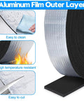 2 Inch By 33 Foot Outdoor Pipe Insulation Wrap Self Adhering Foam Tape with aluminum film layer, easy to clean and cut