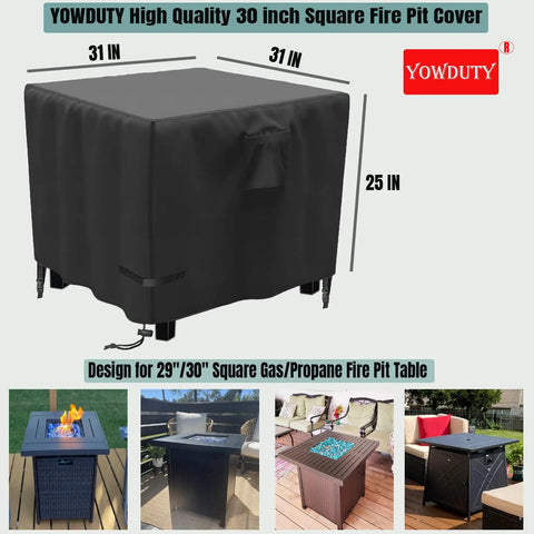 Square 30 Inch Propane Fire Pit Cover Tough As Nails Waterproof 600D Fits 28 To 30 Inch Gas Fire Pit Table All Weather Patio Protection 30 By 30 By 25 Inches