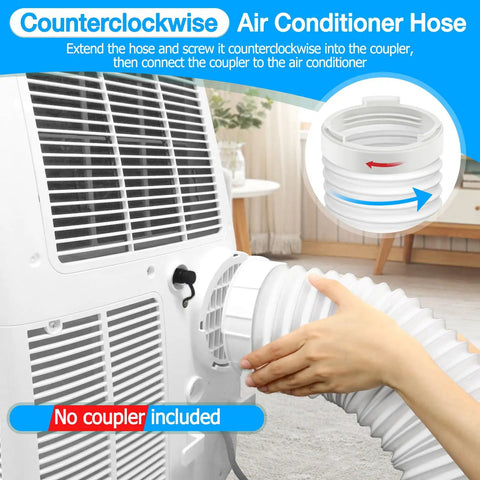 Installing Portable AC Exhaust Vent Hose 5.1 Inch Diameter And 80 Inch Length With Counterclockwise Thread on air unit