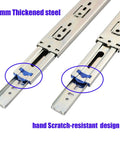 Beefy Soft Close Drawer Slides 14 Inch Full Extension 100 Lb Capacity close-up of thickened steel with scratch-resistant design.
