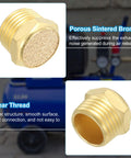 Brass Pneumatic Exhaust Muffler Half Inch NPT Flat Sintered Air Breather Filter Noise Reducer for compressors and air tools
