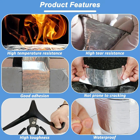 Tough As Nails Asphalt Waterproof Repair Tape Heavy Duty Self Adhesive Aluminum Foil features high temperature and tear resistance.