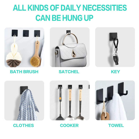 Heavy Duty Adhesive Hooks Black Self Adhesive That Really Grip Holds Towels Coats Keys And More Four Pack Stainless Steel Design