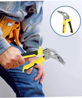 Man using Ergonomic Hand Seamer Tool For Ductwork And Metal Panels With Non Slip Handles For Easy Operation And Reduced Fatigue in HVAC work