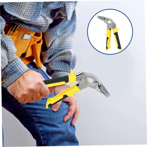 Man using Ergonomic Hand Seamer Tool For Ductwork And Metal Panels With Non Slip Handles For Easy Operation And Reduced Fatigue in HVAC work
