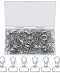 50 Piece Rock Solid Zinc Alloy Keychain Clips And D Ring Lanyard Hooks With Swivel Lobster Clasps Rust Proof Hardware in clear box.
