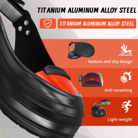 Close-up of Steel Toe Shoe Covers With Grippy Slip Resistant Overshoes, CE And ASTM Certified, with titanium toe cap design.