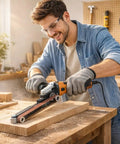 User operating Heavy Duty Angle Grinder To Belt Sander Adapter Conversion Kit For 100Mm 125Mm Grinders on wood surface.