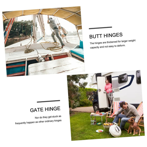 Marine Grade 316 Stainless Steel Heavy Duty Butt Hinges Mirror Polished For RV And Yacht Cabinet Doors 38x57mm 2 Pack shown in use on RV and boat.