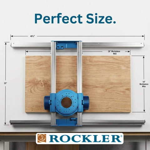 Board Slab Flattening Jig For Router Sled System Easy To Use Durable Tabletop Jig shown on measuring board with dimensions