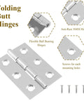 20-piece 2-inch chrome-finish butt hinge set with screws for cabinets and jewelry boxes