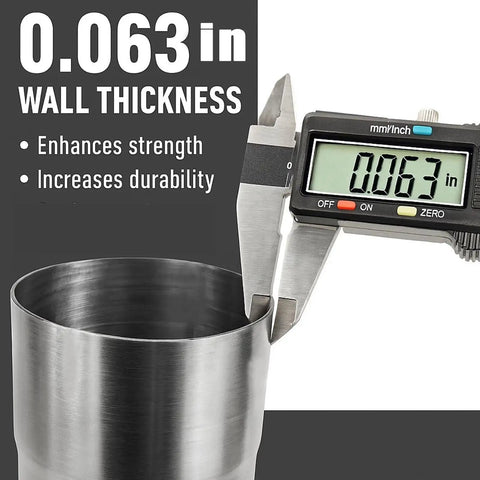 Caliper measuring 0.063 inch wall thickness on Two Point Five Inch Stainless Steel Exhaust Pipe T304 Mandrel Bent Tubing For Cars