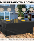 Outdoor Furniture Covers Waterproof Heavy Duty 420D Oxford Table Chair Sofa Desk Cover for All Weather Protection UV Resistant And Dust Rain Snow Proof Black 108 L X 82 W X 28 H on patio table.