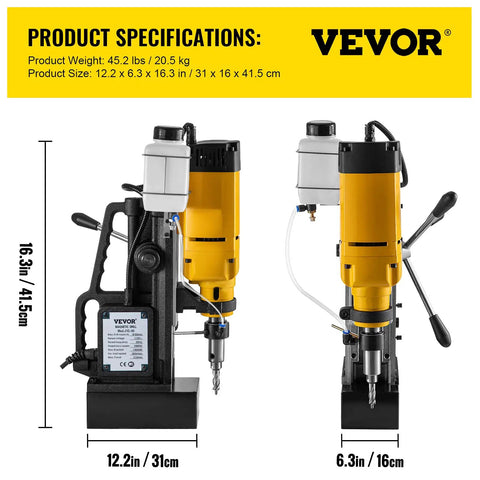 Heavy Duty Electromagnetic Core Drill With 1680W Motor and Smooth Stepless Control for Precise Steel Boring 2 Inch Hole Maker shown with specifications.