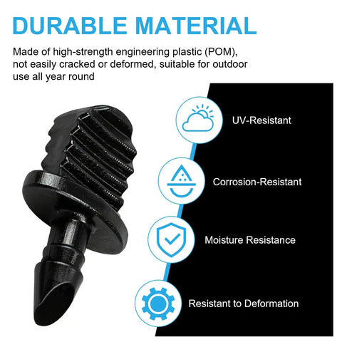 50 Pieces Drip Irrigation End Plugs One Fourth Inch Barbed Tubing End Caps Kit shown in black with durability features
