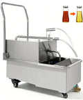 Straight Heavy Duty Commercial Mobile Fryer Filter Machine With 14 Gallon Tank And Smooth 550 Watt Pump for oil filtration and cleanup.