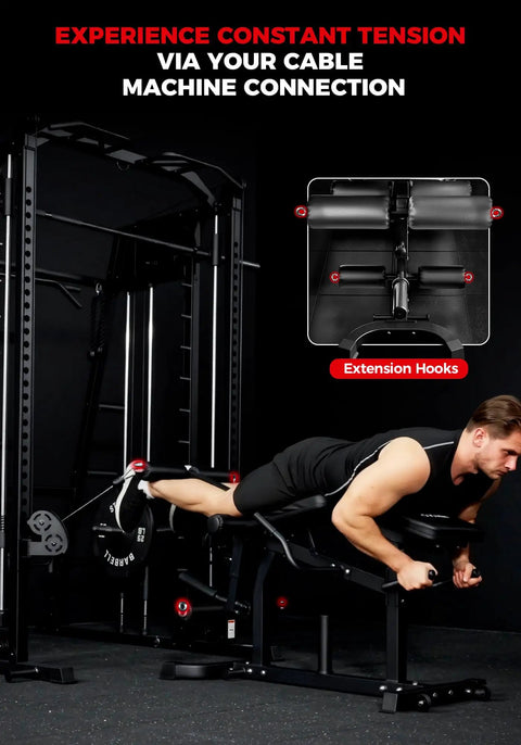 User demonstrating Pro Grade Leg Extension And Curl Machine For Home Gym With Adjustable Settings And Triple Loading System