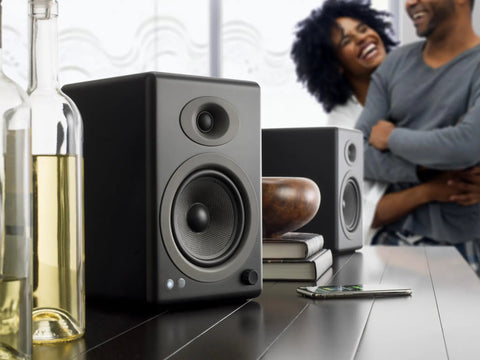 Powered Bookshelf Speakers For Turntables, Vinyl Setup And Streaming - 150W Of Room-Filling Crisp Kickin' HiFi Audio in black
