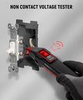 All In One Circuit Breaker Finder With LCD Display, GFCI Outlet Tester And Electrical Tracer Tool demonstrating NCV test.