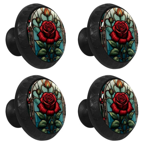 4 Pack 35Mm Cabinet Knobs In Retro Rose Black Round Single Hole Drawer Pulls For Kitchen Cabinets And Dressers Easy Install